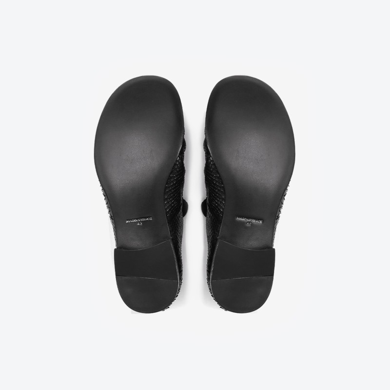 Snake-Print Pleated Loafers